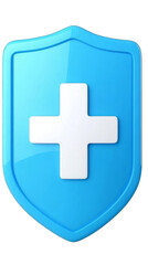Fototapeta premium Illustration Of Blue Shield With White Cross Isolated On Transparent Background