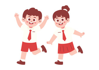Happy Elementary School Student Jumping