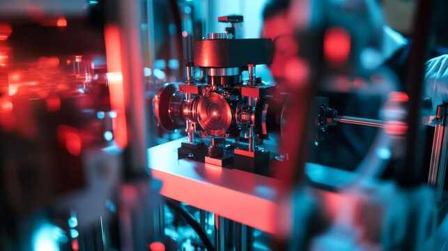 A quantum computing researcher developing AI based optimization algorithms for quantum simulations in a research lab, cutting-edge quantum lab with AI-enhanced simulation tools, Scientific style