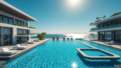 Fototapeta na wymiar luxury swimming pool at night
