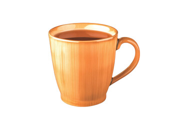 Isolated Brown Ceramic Mug Filled with Coffee on Transparent Background