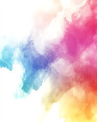 A vibrant watercolor splash blending colors of pink, blue, and yellow, perfect for creative designs.