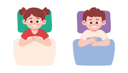 Boy and Girl Kids Having Nightmare