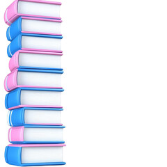 Illustration Of Stacked Books With Blue And Pink Covers Isolated