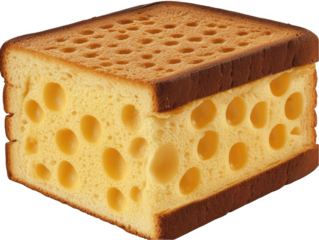 Isolated 3D Illustration Of Sponge Cube Shape Texture On Transparent Background