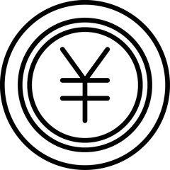 Online Shopping icon - black outline yen coin
