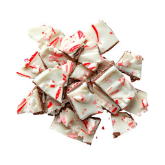 Peppermint Bark White Chocolate Isolated on Transparent Background