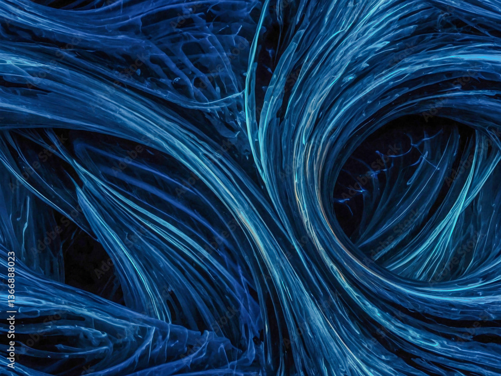 Poster electric indigo and azure digital swirls and lines forming dynamic patterns