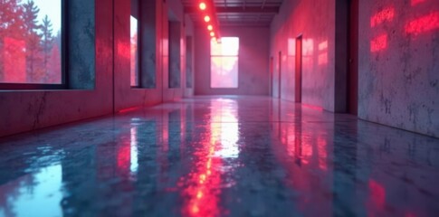 Sleek metallic surface reflections shine brightly in a modern room , modern interior, glossy surface