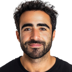 Obraz premium A Man with Affectionate Expression Eyes Soft and Beard Isolated on Transparent Background