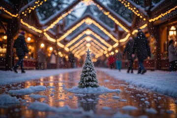Fototapeta premium Magical Winter Wonderland Adventure with Joyful Atmosphere and Glimmering Snowflakes