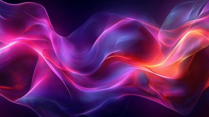 Obraz premium Abstract flowing waves with dynamic colors in shades of purple, pink, and orange creating a serene and vibrant background design