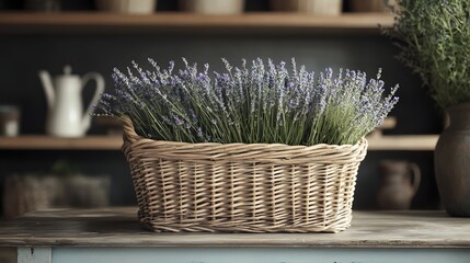Lavender Bouquet in Rustic Wicker Basket of excellence in splendor beyond compare with grace