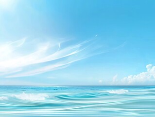 Obraz premium Gentle ocean waves dance under a bright sky serene coastal landscape tranquil seascape view