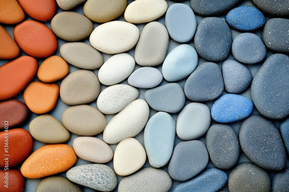 Poster colorful smooth pebbles arranged in patterns for decorative background design