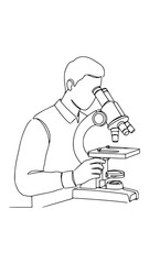 Microscope Pose Line Art: Illustrate Scientific Focus with Clean Line Drawings