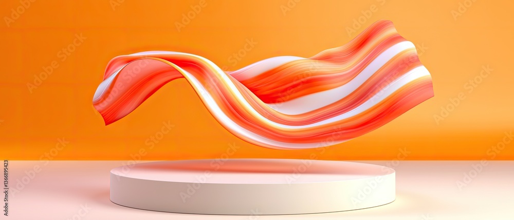 Aufkleber dynamic abstract art installation studio space 3d rendering vibrant colors eye-level perspective mod
