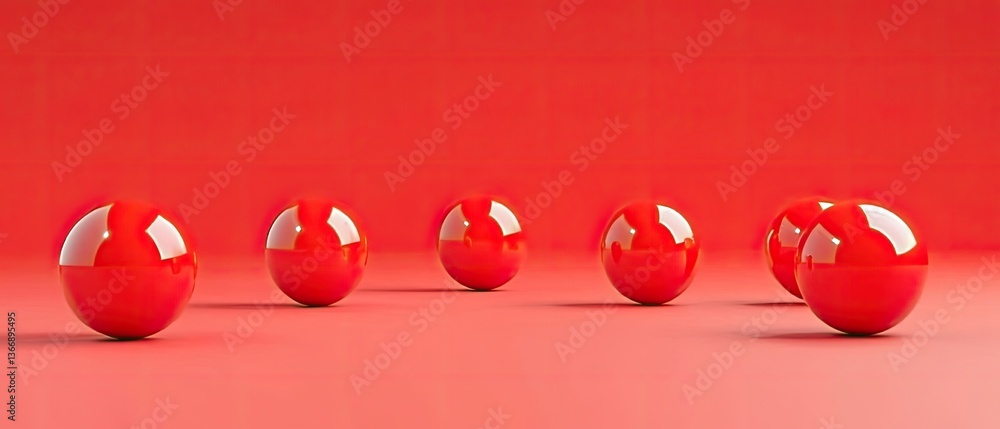 Aufkleber dynamic red spheres showcase artistic design studio environment 3d visualization creative perspectiv