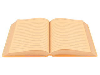 Open Book Illustration with Beige Pages on Isolated Transparent Background