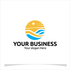 Vibrant ocean and sunset logo concept with smooth lines and a warm color palette. Suitable for seaside restaurants, coastal real estate, or summer events. Vector format included.