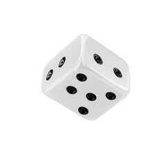 Isolated White Dice Realistic 3D Render on Transparent Background