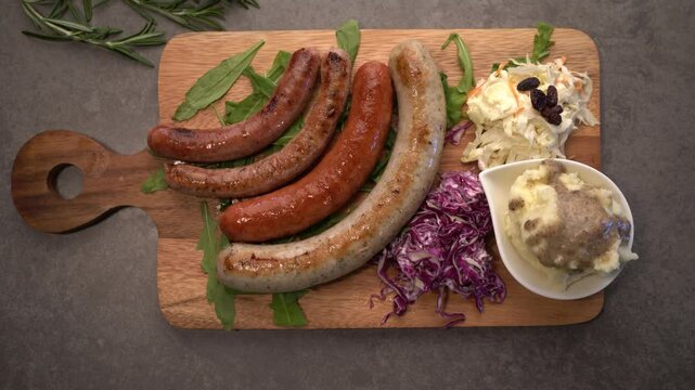 Sausages flat lay view