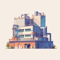Obraz premium Illustration of a Modern Factory with Pipes and Industrial Equipment
