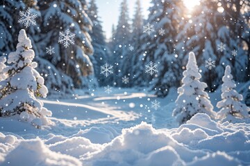 Stunning Winter Landscape with Soft Snow and Beautiful Snowflakes