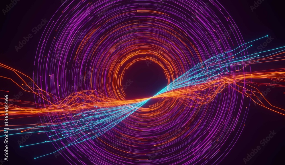 Poster colorful abstract swirl design with dynamic light effects. representing technology and modern art co