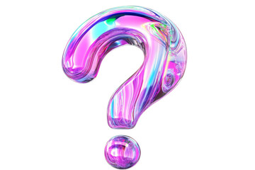 Naklejka premium Shiny Holographic Purple Question Mark 3D Illustration on Transparent Background