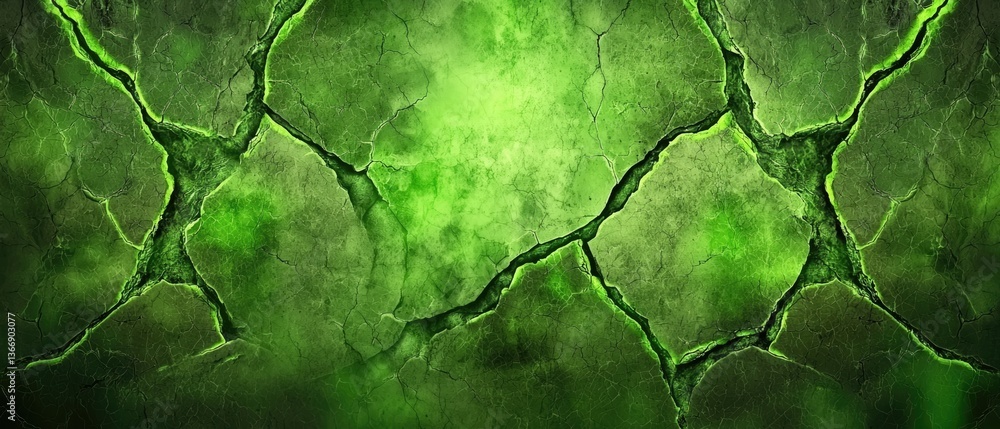 Aufkleber dynamic green cracked texture background digital art abstract design modern environment close-up vie