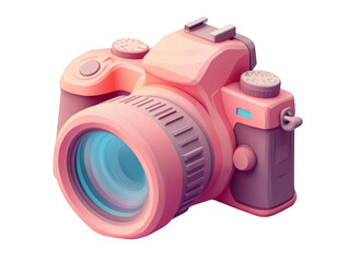 Pink Digital Camera Isolated Illustration on Transparent Background