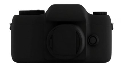 Realistic Camera Illustration Black with Transparent Background