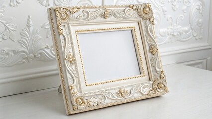 white ornamental victorian style picture frame design for luxury style mockups in advertisement on white