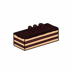 Elegant Opera Cake Vector Illustration – Layered French Pastry Dessert