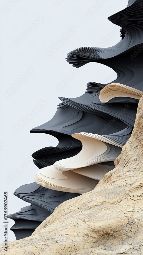 Poster dynamic architectural design coastal location art piece modern environment close-up view abstract co