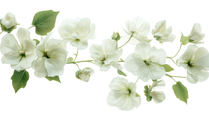 Obraz premium a close up of fresh cotton flowers showcasing on white background