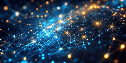 Fototapeta premium A bright, abstract background of interconnecting light data points and grids, illustrating the power of digital storage and tech systems