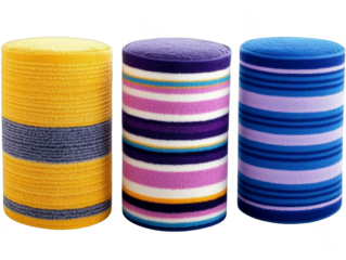 Three Colorful Cylinders Abstract Illustration with Transparent Background