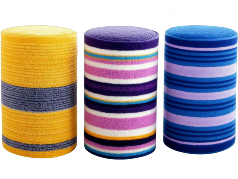 Three Colorful Cylinders Abstract Illustration with Transparent Background