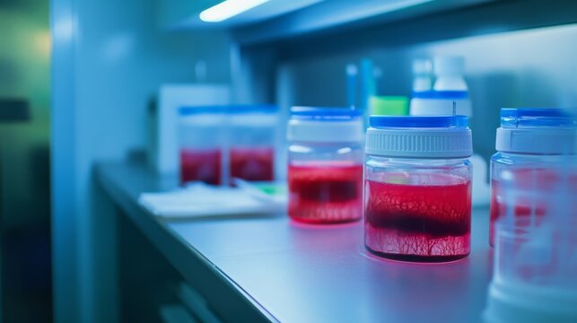 Biotech entrepreneur developing lab grown meat, clean lab with bioreactors and cultured meat samples, Biotech style