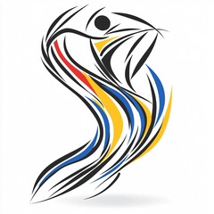 Obraz premium Abstract figure in motion, fluid lines. Colorful, dynamic design, human form implied