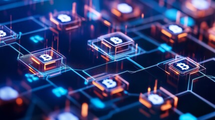 Blockchain engineer designing decentralized applications for finance, tech lab with blockchain coding interfaces and digital asset models, Digital-tech style