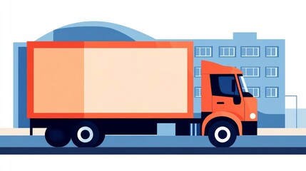 Colorful Transport Truck in Urban Logistics Scene with Warehouse Background