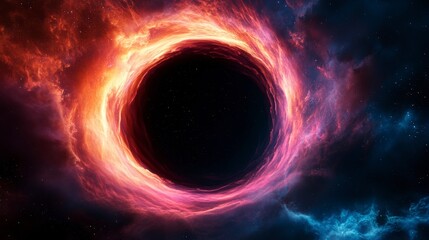 Obraz premium Vibrant Cosmic Auroras Forming Near a Black Hole in Stunning High Fidelity Imagery