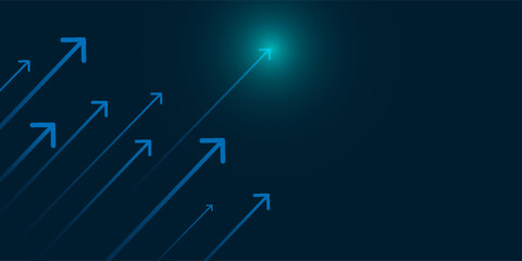light up arrow dark blue background business growth competition concept