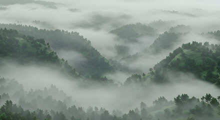 Misty Mountain Valley Landscape