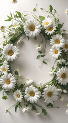Fototapeta premium Photo of elegant white daisy wreath floral arrangement for holiday door or wall decoration perfect for seasonal celebration photography Wedding Photography Aesthetic Wallpaper