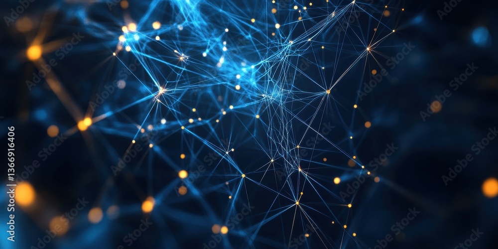 Poster abstract digital lines and connections forming a glowing network, symbolizing digital communication 