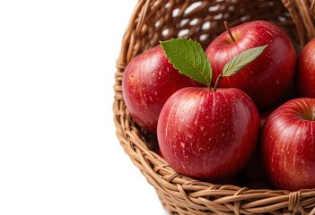 Fresh Red Apples in a Wicker Basket. Generative Ai